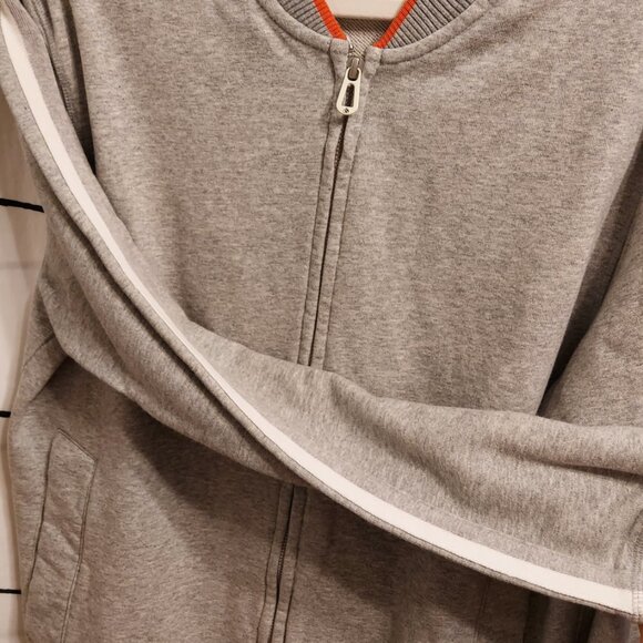 Scotch & Soda Grey/Orange New Men’s L Full Zip Bomber Sweatshirt - Picture 6 of 11
